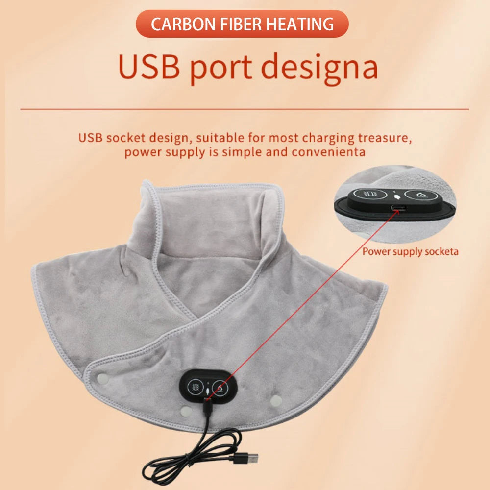 Electric Heating Neck & Shoulder Massager – USB Pain Relief Pad