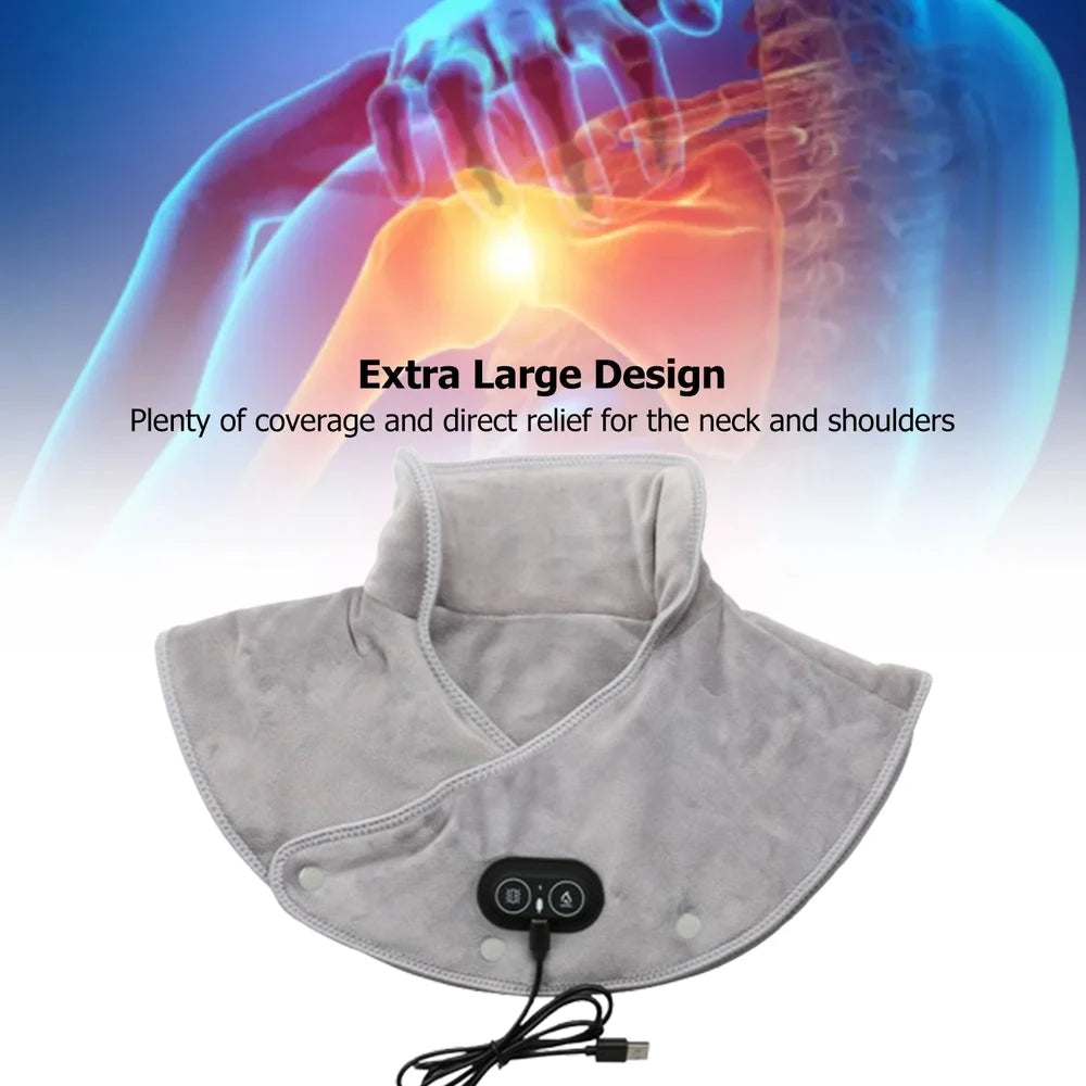 Electric Heating Neck & Shoulder Massager – USB Pain Relief Pad