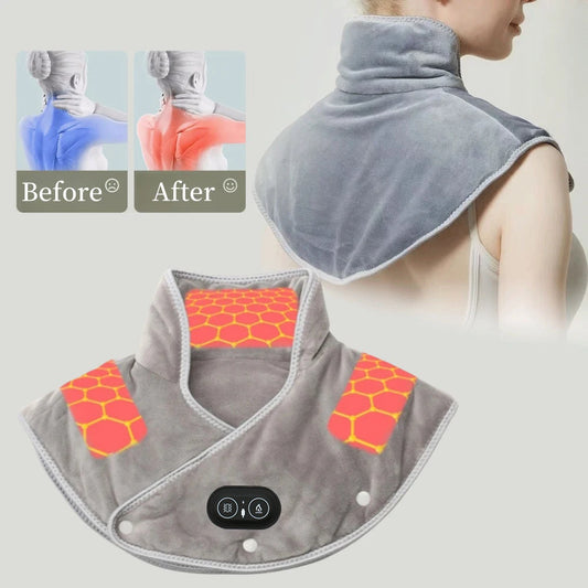 Electric Heating Neck & Shoulder Massager – USB Pain Relief Pad